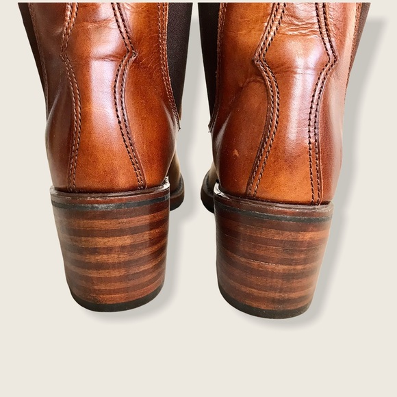 Frye Sabrina Chelsea Cognac Leather Ankle Booties - Picture 13 of 16